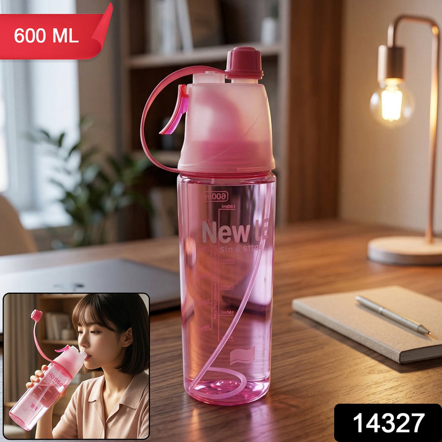 Sports Water Bottle – 600ML Dual Function with Mist Spray