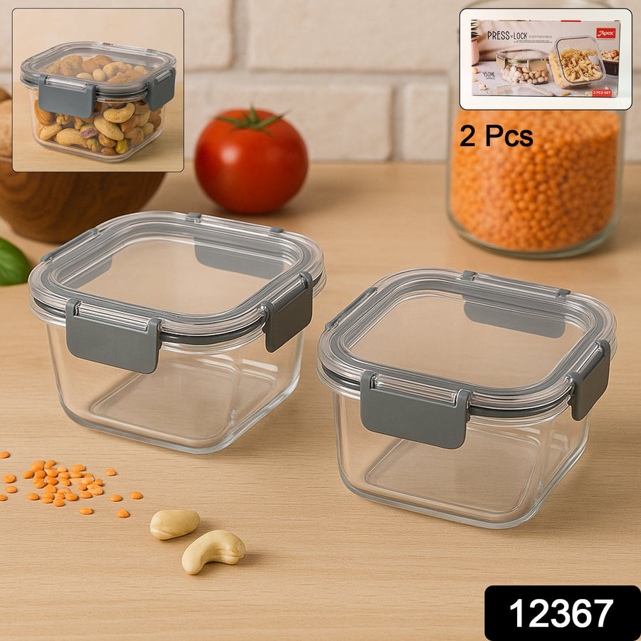 Airtight Food Storage Containers – 2Pc 540ML Press N’ Lock