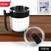 Side view of the 350ml insulated mug, highlighting its stainless steel interior.