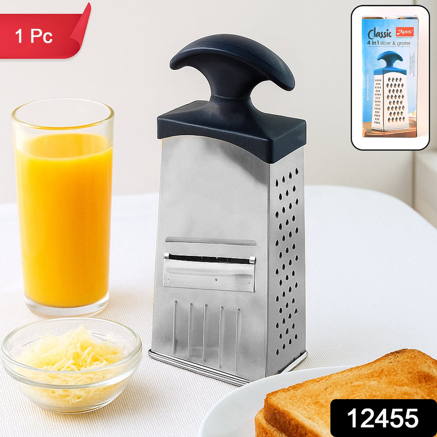 Stainless Steel 4-in-1 Grater & Slicer – Multipurpose Kitchen Tool