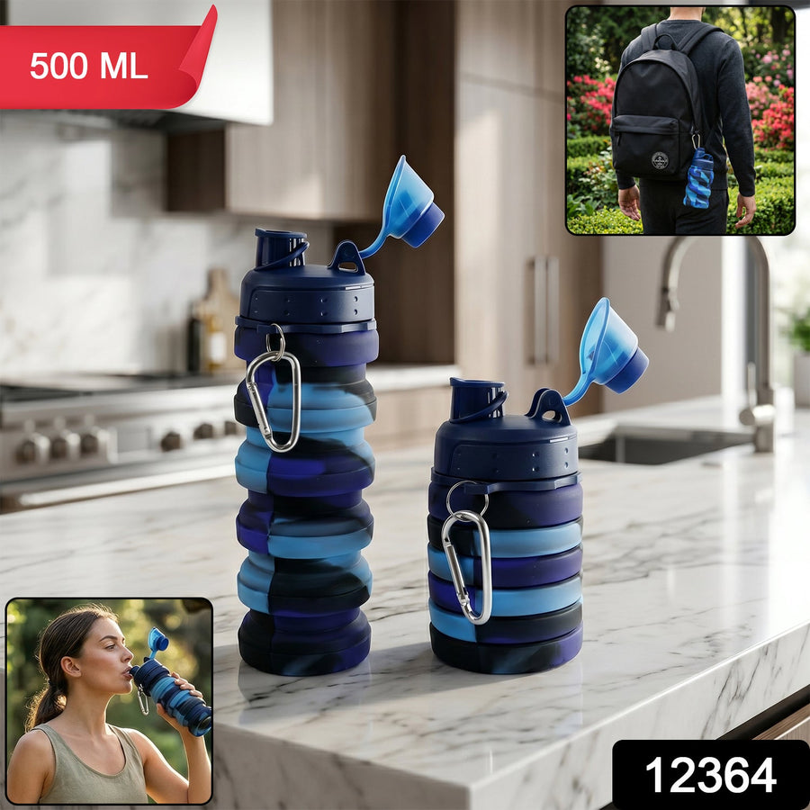 Collapsible Silicone Water Bottle – 500ml Travel-Friendly