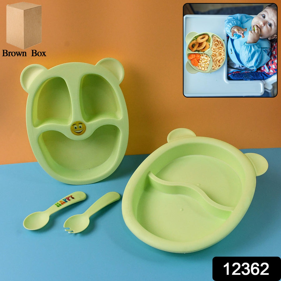 Kids Mealtime Feeding Set – 4-Piece BPA-Free Durable Plate & Spoon Set