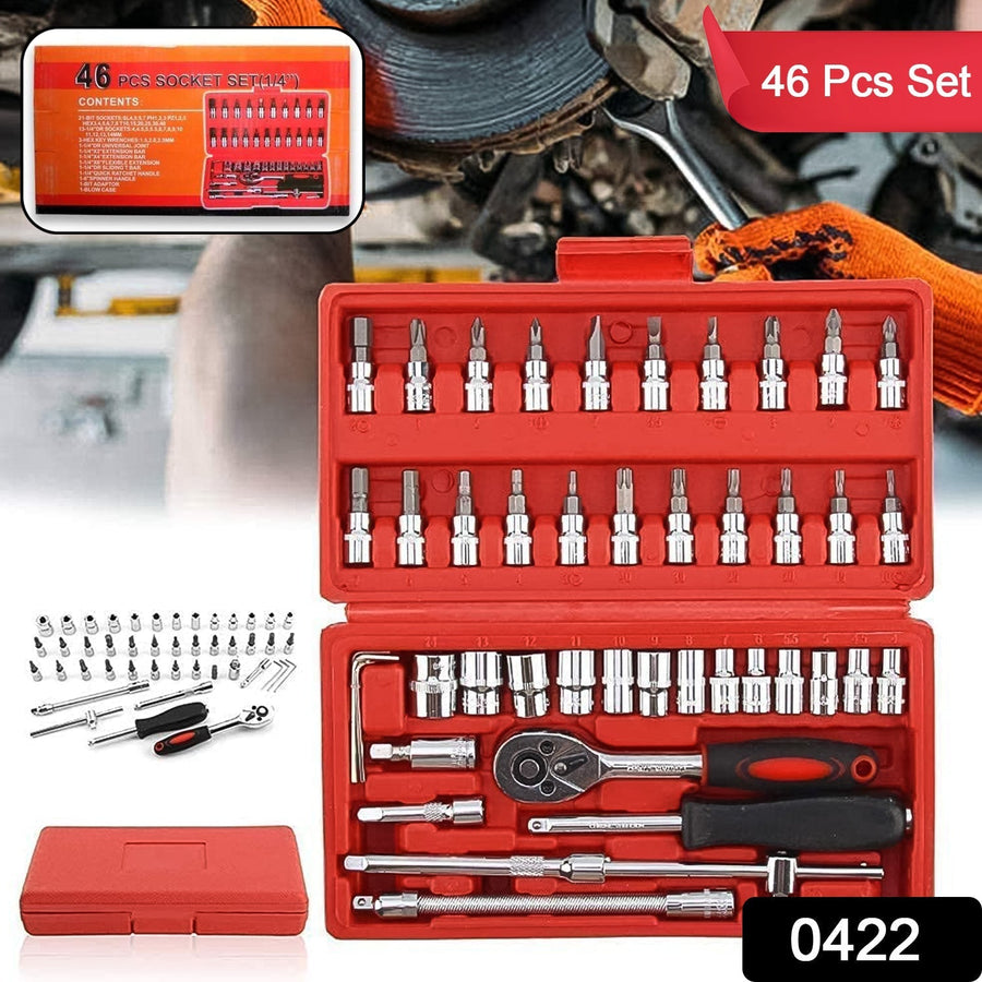 Socket 1/4 Inch Combination Repair Tool Kit – Durable 46-Piece Set