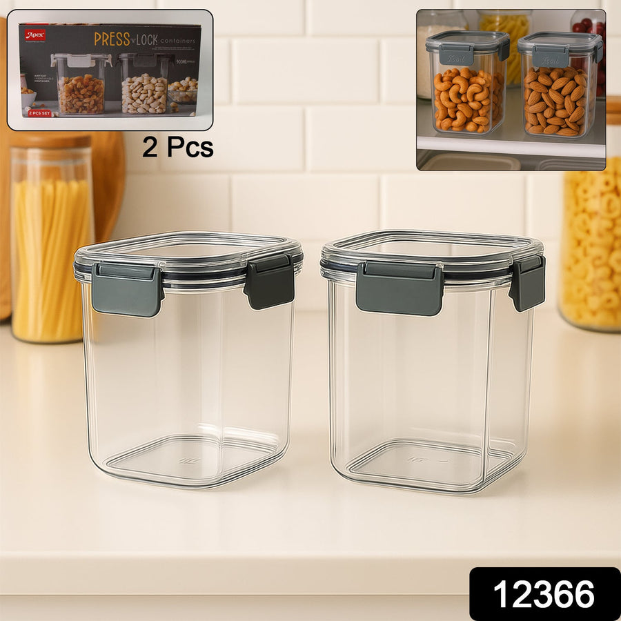 Airtight Food Storage Containers – 2x 900ml Press N’ Lock Set